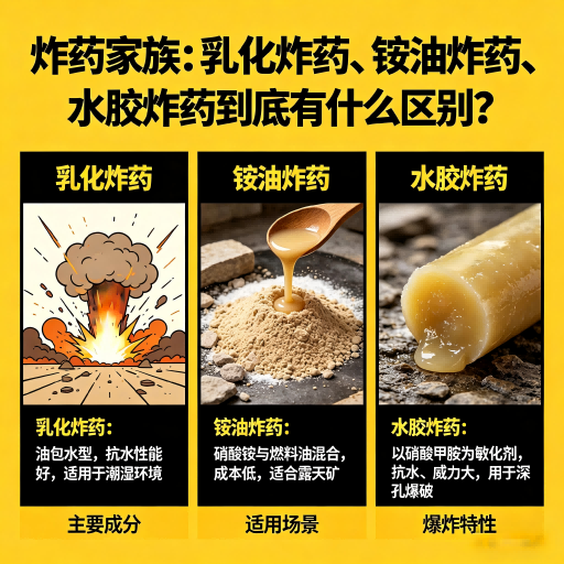 太平炸药家族：乳化炸药、铵油炸药、水胶炸药到底有什么区别？
